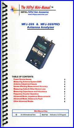 Nifty! MFJ 269 analyzer operating guide