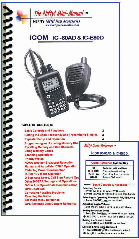 Icom IC-80AD & IC-E80D Mini-Manual & Ref Card Combo
