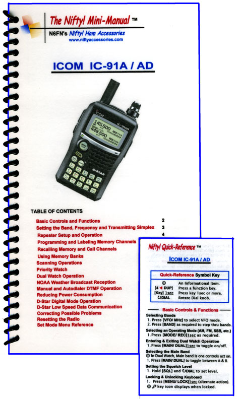 Icom IC-91A / AD & IC-E91 Mini-Manual & Ref Card Combo