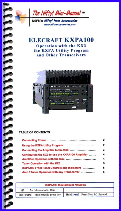 Elecraft KXPA100 Amplifier Mini-Manual