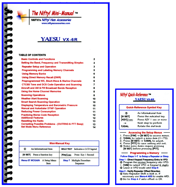 Yaesu VX-6R Mini-Manual and Card Combo