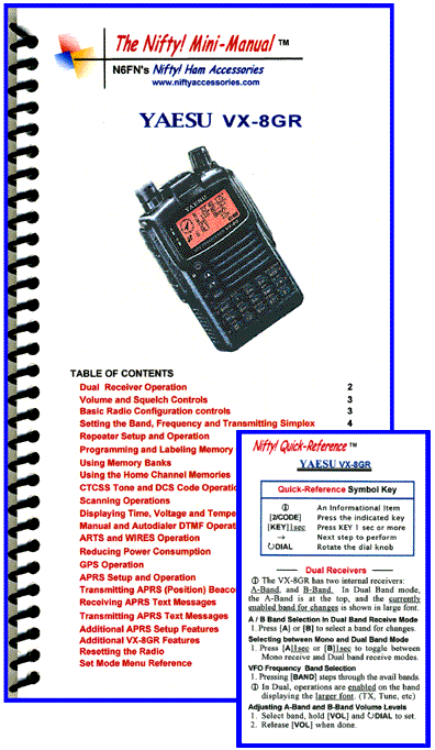 Yaesu VX-8GR Mini-Manual and Card Combo